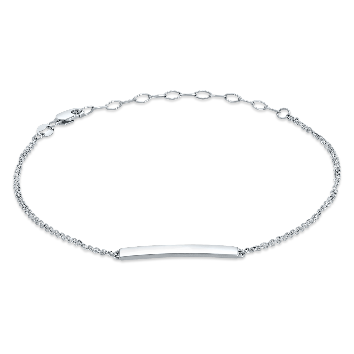 Double Link Silver Plated Monogram Bracelet with Circle Disc